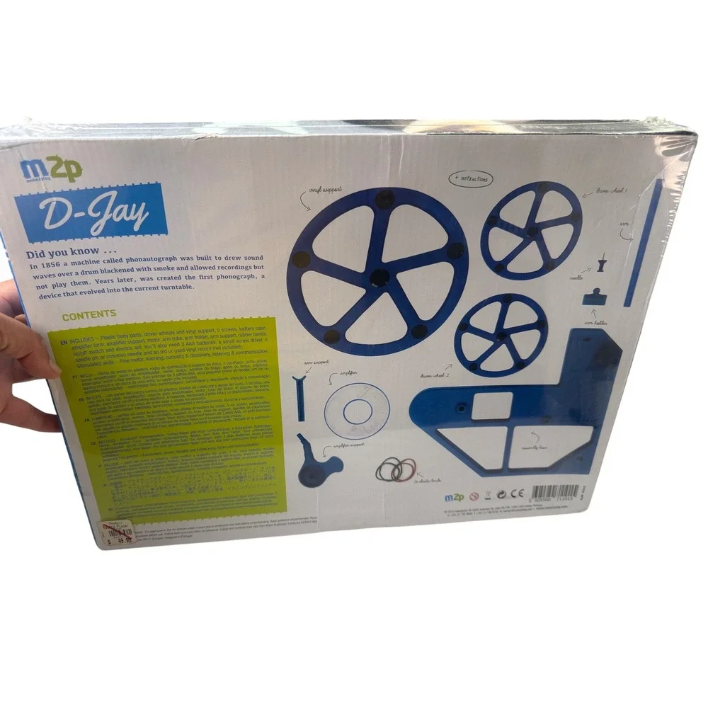 Make2Play D-Jay DIY Record Player STEM Building Kit Turntable Blue New
